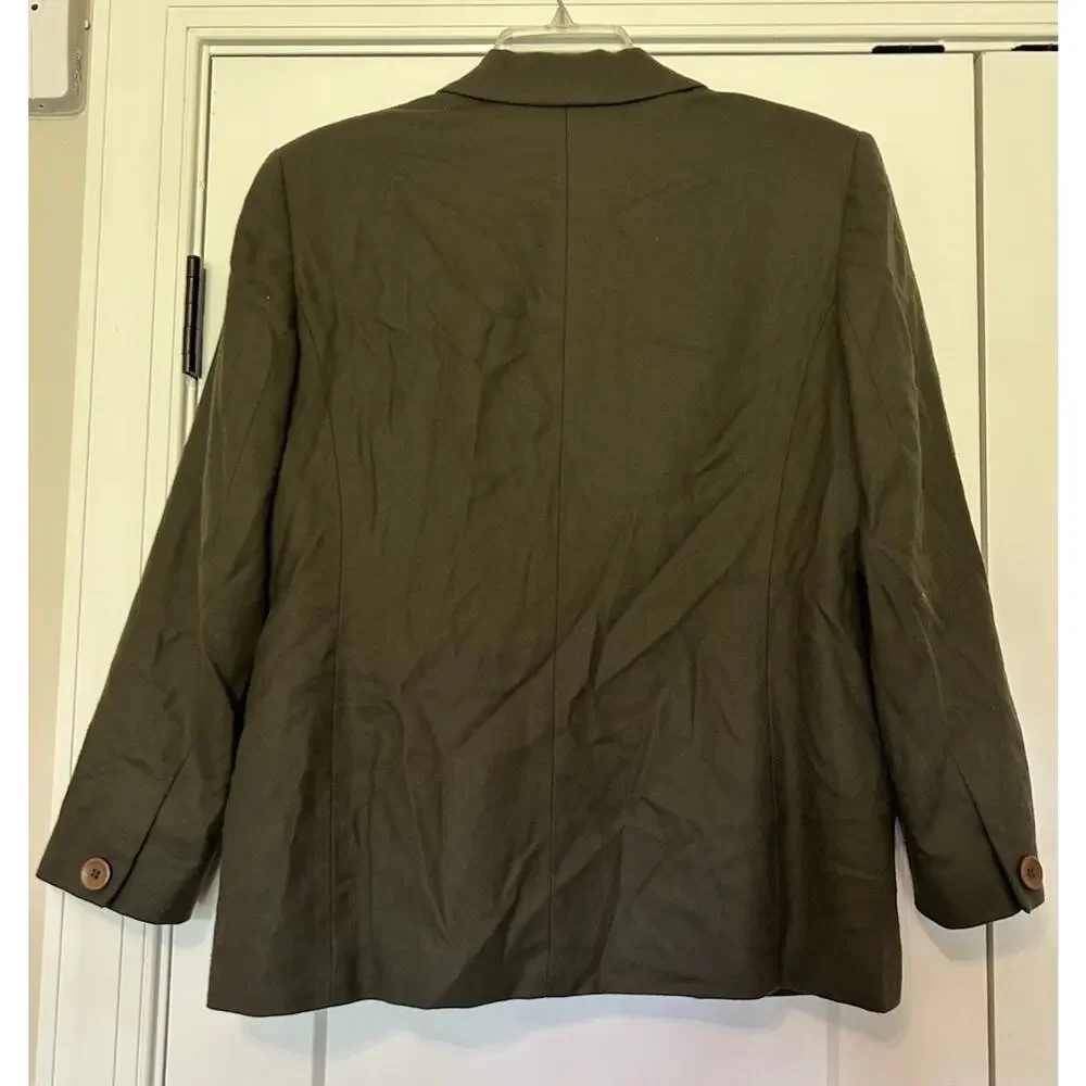 Vtg Pendleton Petite 10 Blazer USA Virgin Wool‎ Green Women's Single Button Coat